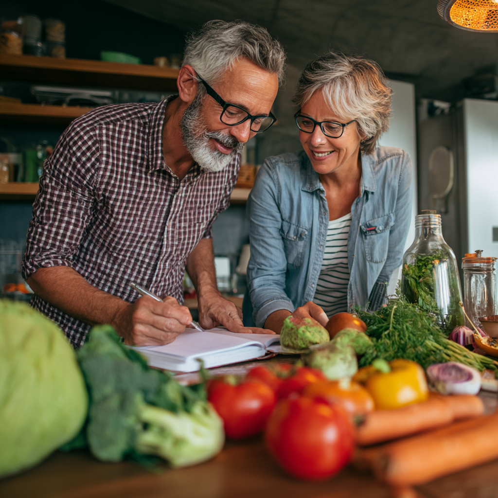 Middle-aged adults exploring various healthy nutrition approaches and meal planning options